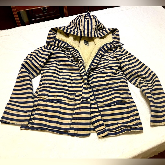 GAP Jackets & Blazers - GAP Striped Hooded Jacket, navy and cream. Women’s small J